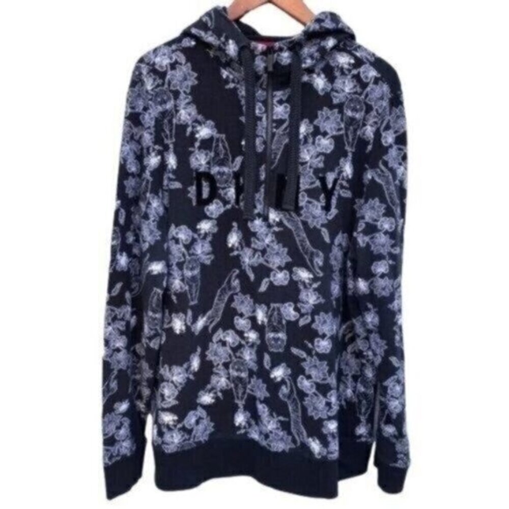 DKNY Tiger All Over Print Hoodie Y2K Pullover